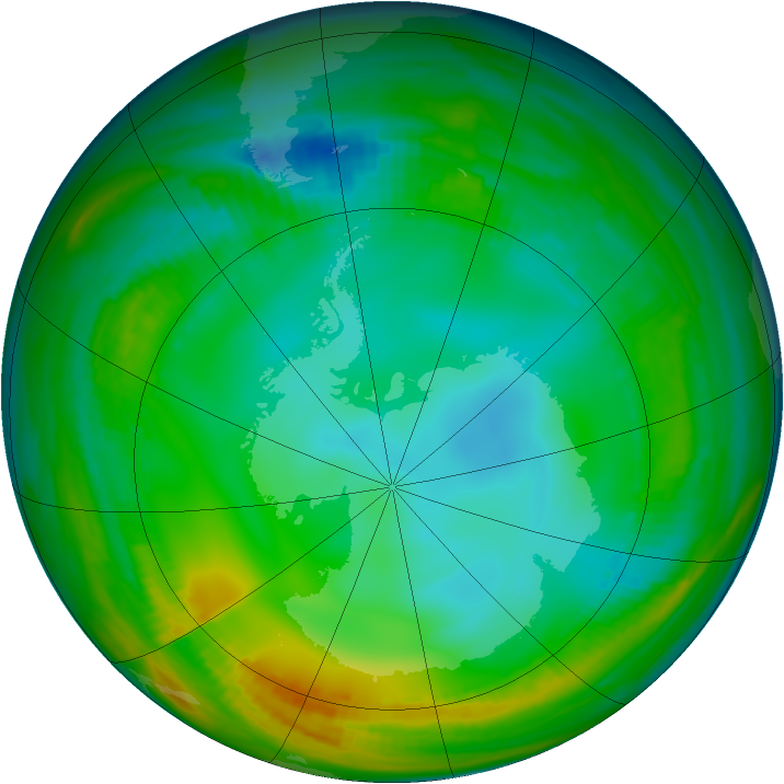 Antarctic ozone map for 11 July 1998